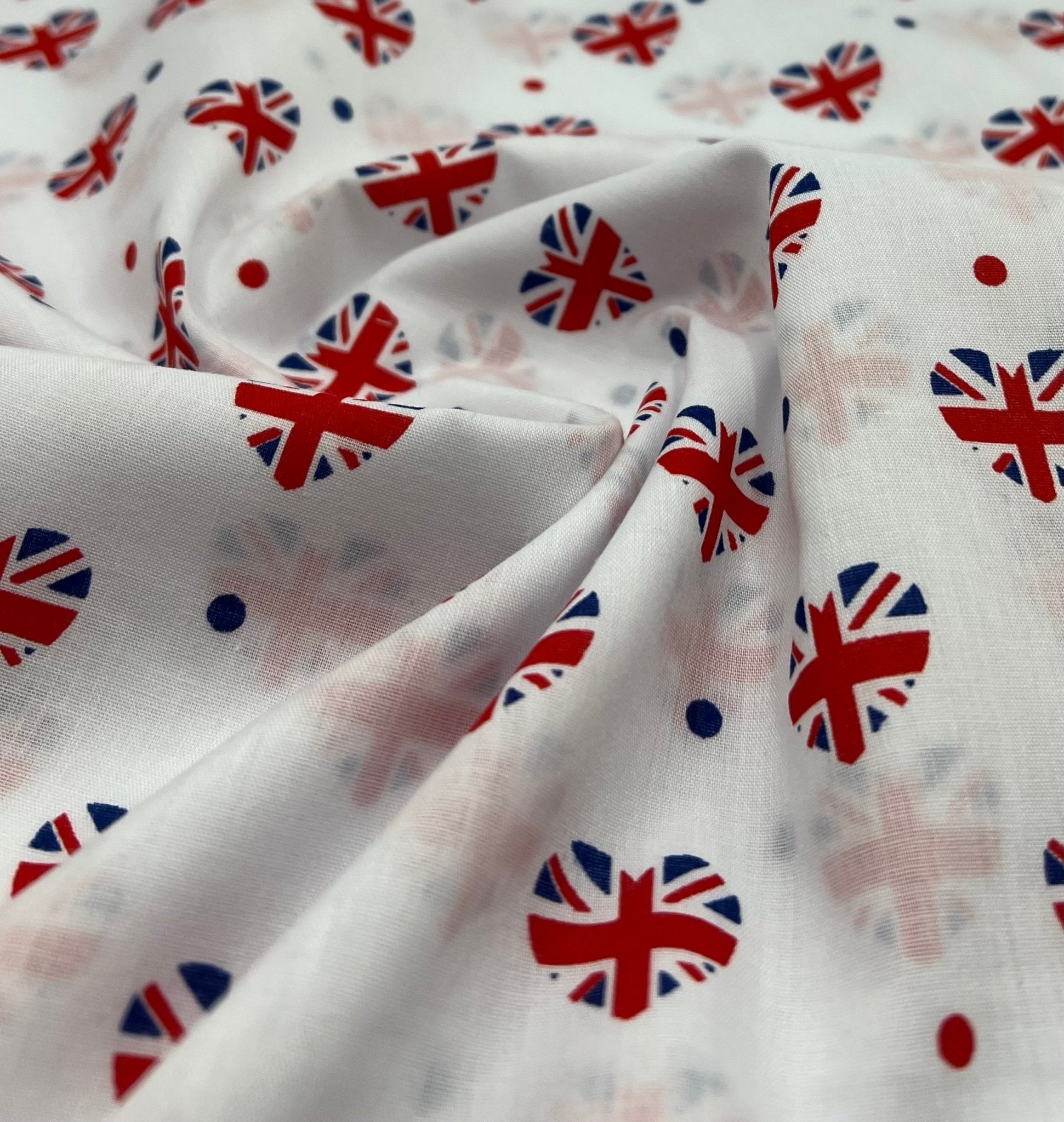 British Hearts Printed Poly Cotton 90 GSM 80/20 44 Inch Non Stretch - T9 Fabrics